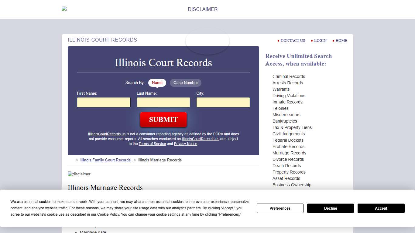 Illinois Marriage Records Search | IllinoisCourtRecords.us